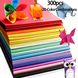 300pcs DIY Craft Paper Set, 20 Colors, Thickened Art Paper, Square Origami Material, School Art Supplies, Back-To-School Gifts, Christmas Crafts