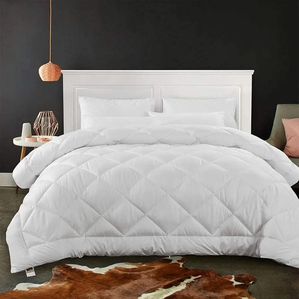 Soft Queen Size Comforter Duvet Insert-Lightweight Down Alternative Comforter with Corner Tabs-Breathable Machine Washable Stitching (White, 88"x92")