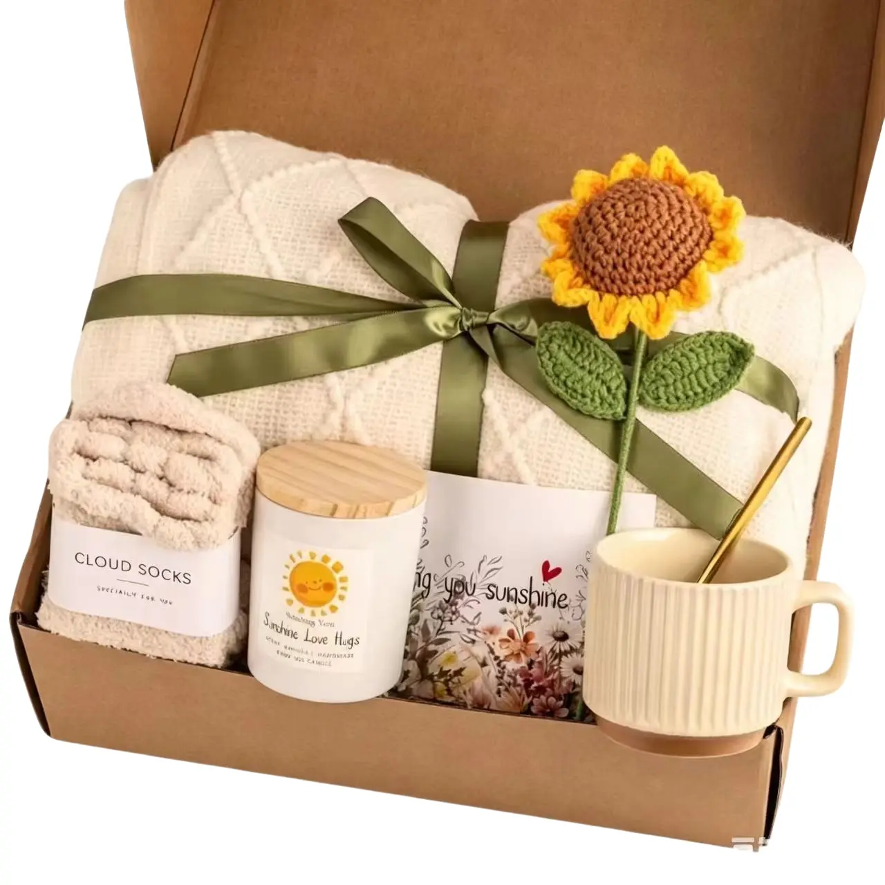 Women's Gift Basket with Blanket, Mug, Socks, Candle, Crystal Tree, Aromatherapy, Relaxing Gifts Basket, Perfect for Easter, Mother's Day, Birthday, Anniversary