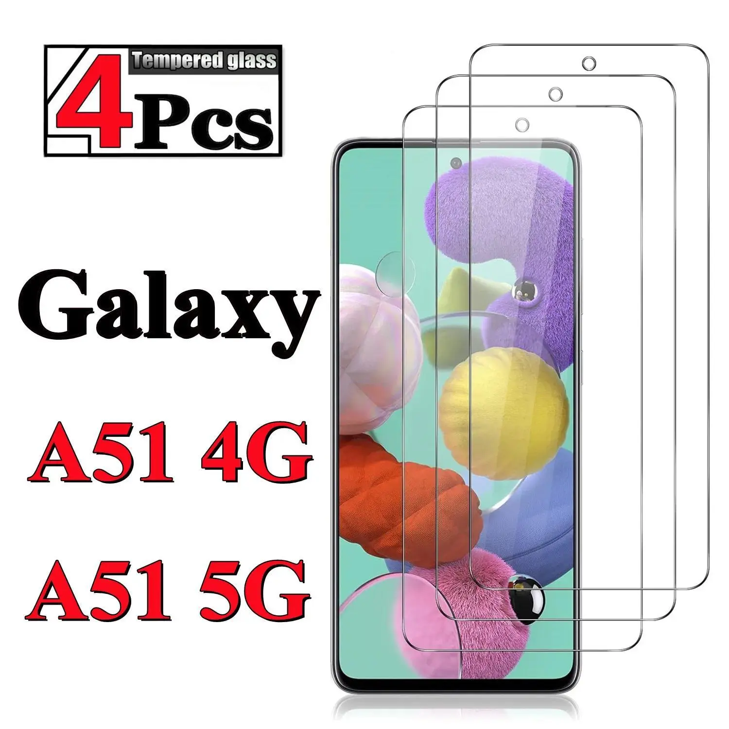 Tempered Glass Window Film Screen Protector for Samsung Galaxy A51 4G-5G (1-4 Pieces), HD Screen, Shockproof, Ultra-Protective, Protects Your Device, Window Film Phone Screen Protectors