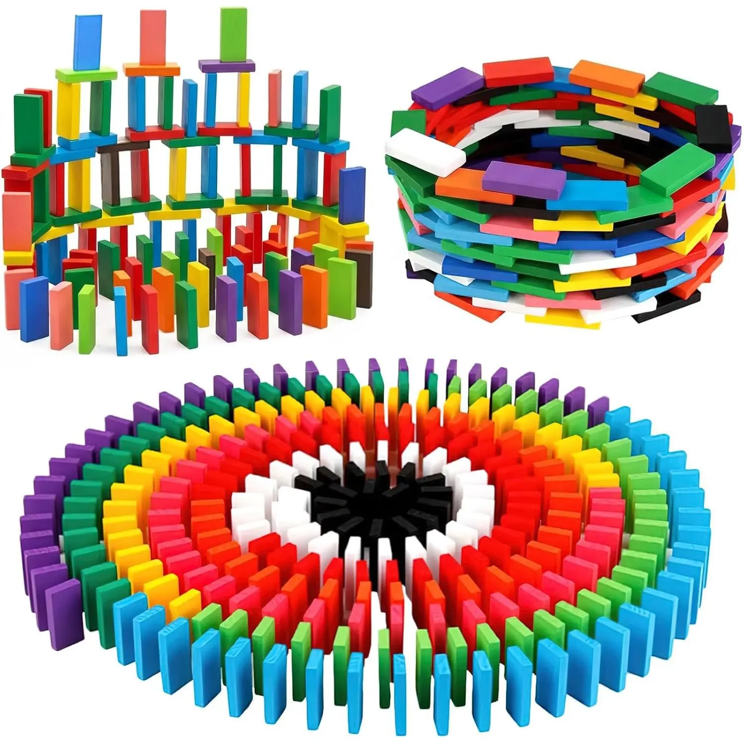 Dominos Set for Kids,360 PCS Dominoes Wooden Building Blocks Stacking Educational Racing Toy Games, Party Favor for Boys and Girls, 12 Colorsfidget toys
