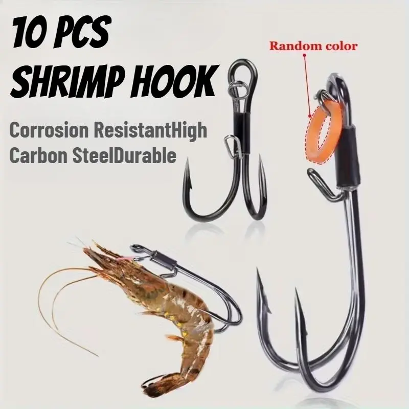Double Hook Live Shrimp Rig Set - Barbed Butterfly-Style Dual Hook Fisherman Terminal Tackle, High-Carbon Steel Saltwater Terminal Tackle, Pins Shrimp Firmly for Saltwater Freshwater Bass Trout Pike Summer Fishing Accessories