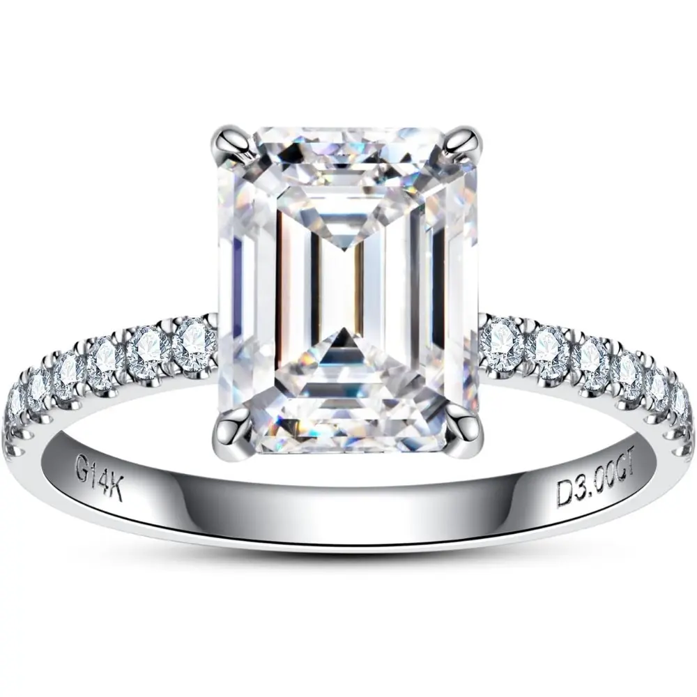 Lab Created Diamond Ring, VVS1 5 Carat Lab Grown High Quality Stone, Sterling Silver Engagement Ring, Wedding Band, Valentine's Day Gift, Anniversary Present, Eternal Love