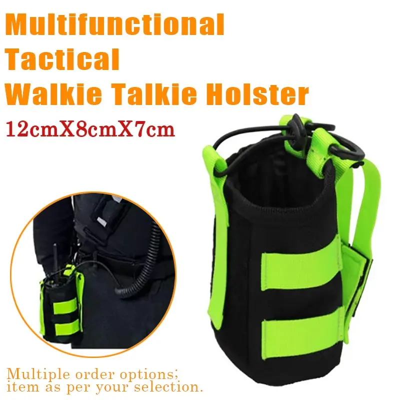 Multifunctional Tactical Reflective Bag Pouch, Fire Rescue Police Radio Communication Pouch Storage Bag, Outdoor Rescue Walkie Talkie Waist Bag, Unisex Water Bottle Holder,Large Size Thickened Radio Pouch