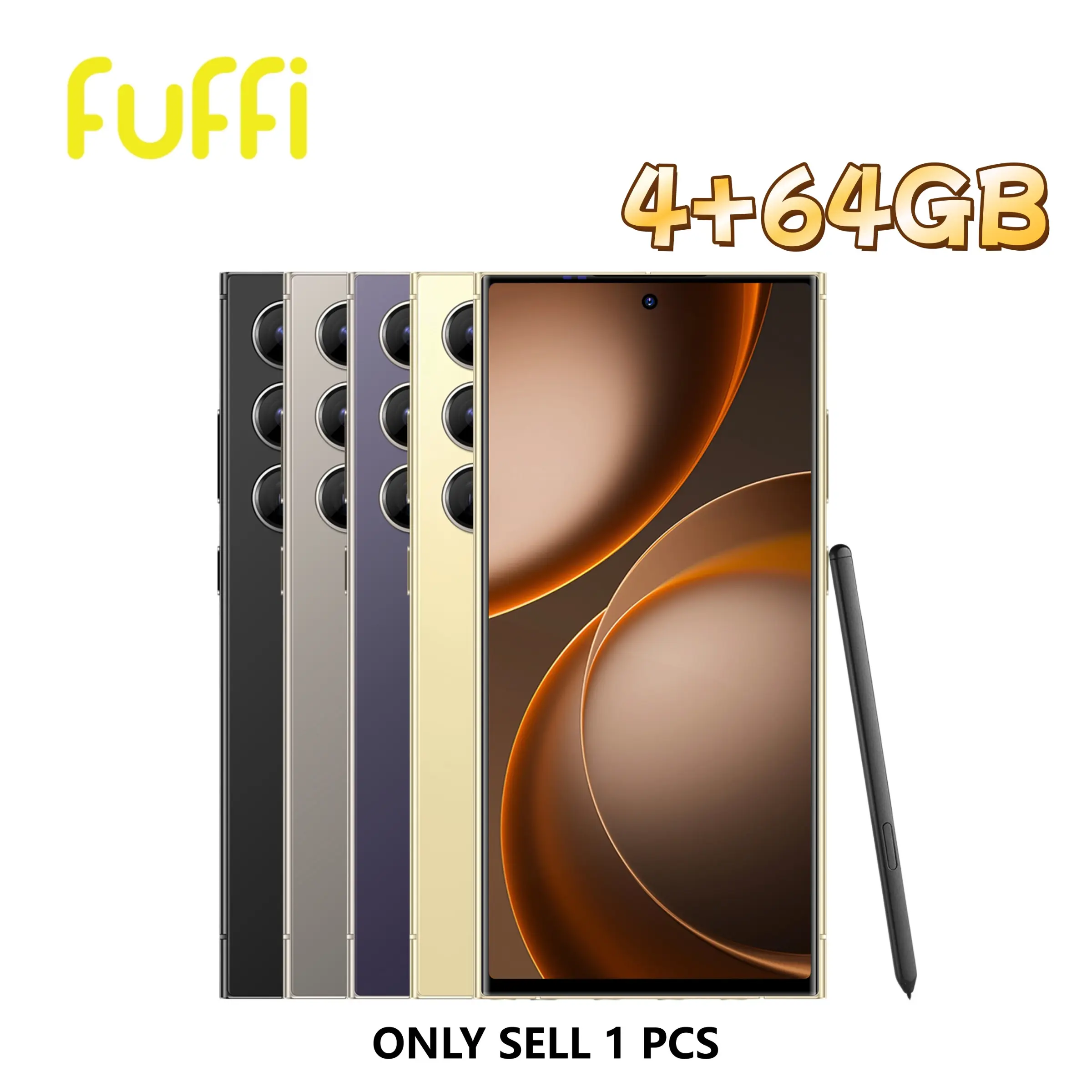 FUFFI Global 4G Smartphone with 6.8-Inch Ultra Clear Screen, 4GB RAM, 64GB ROM (32GB + 32GB TF Card), 8MP + 20MP, Dual SIM Dual Standby, 4100mAh Battery, Electronic Stylus, Android Expandable Storage Cellphone