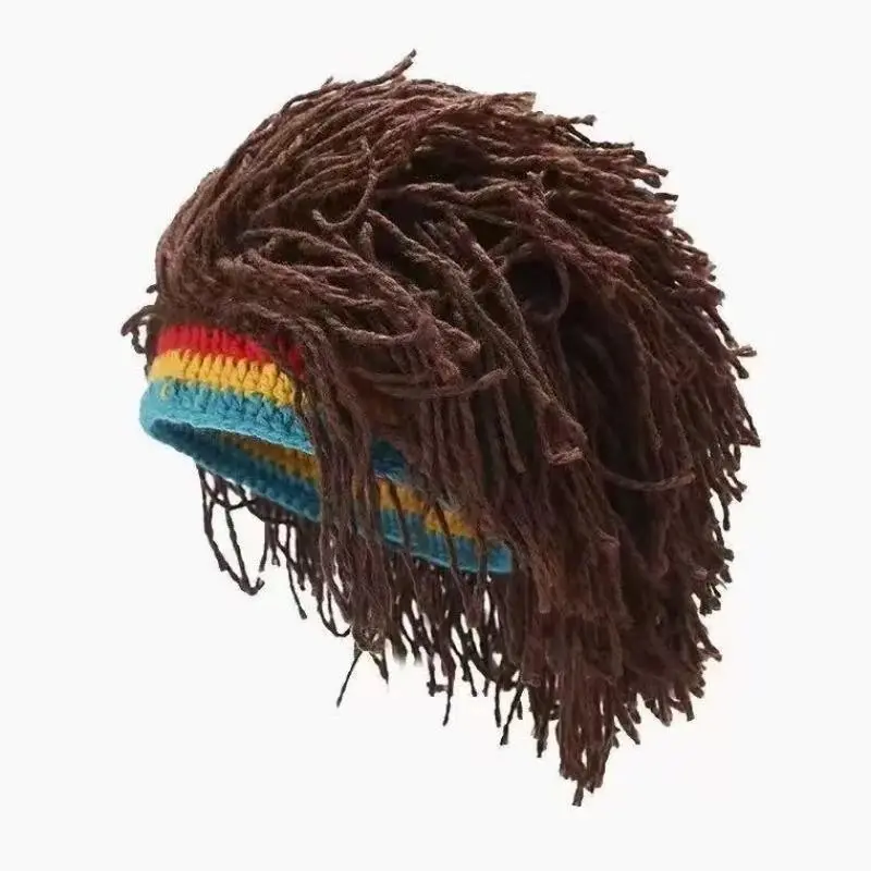 Trendy Retro Hippie Hat with Bold Braided Wig, Cotton Rope Material, Theme Party Supplies, Party Props, Funny Stage Performance Accessories, Photography Props, Birthday Hats