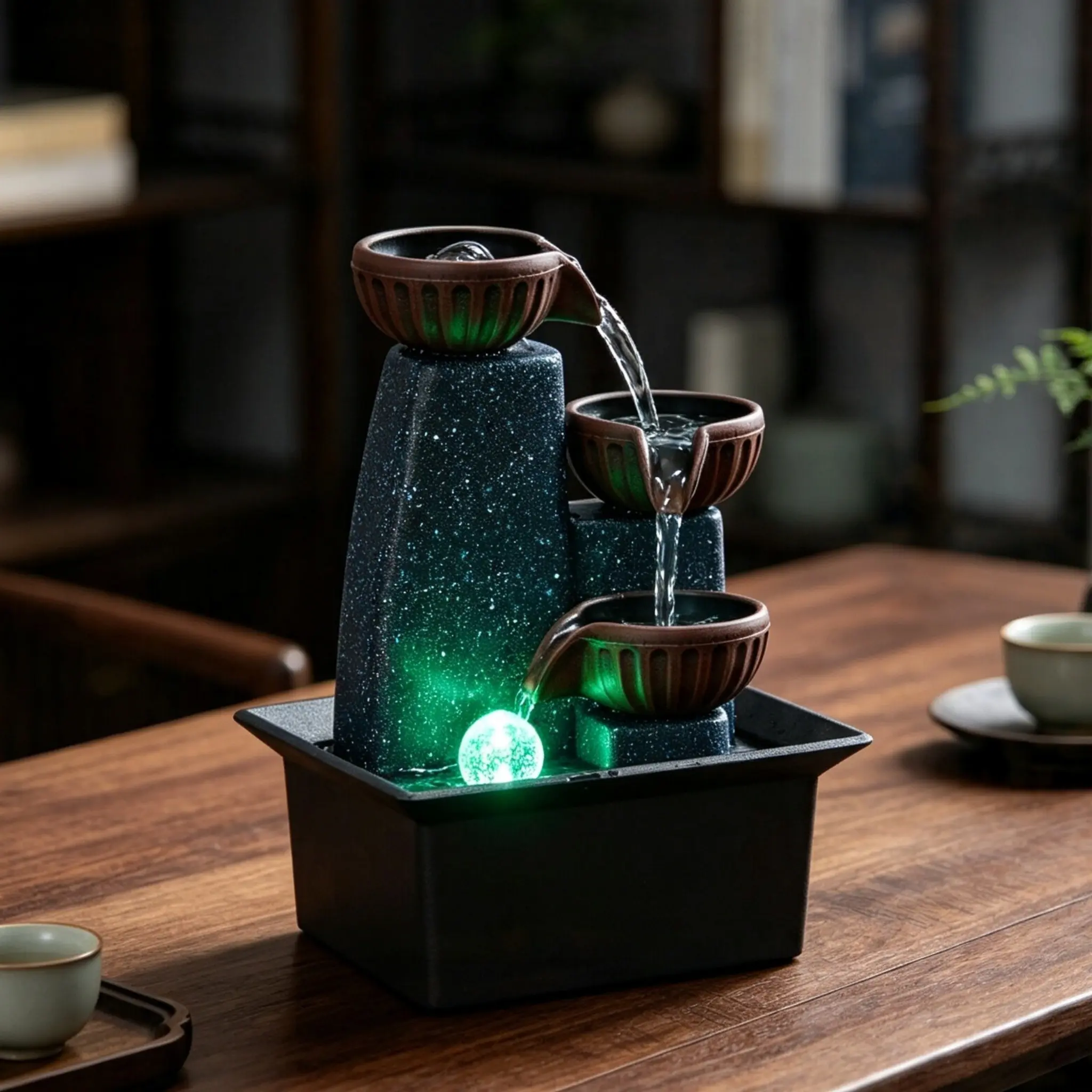 Three-Tier Desktop Humidifier, Vintage Decorative Piece for Study Room, Living Room, Entryway, Front Desk Ornament