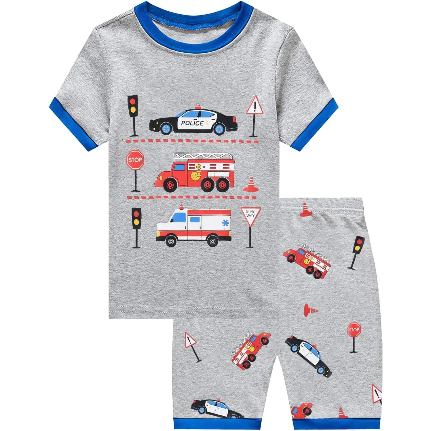 Little Hand Toddler Boys Pajamas Kids Dinosaur Summer PJS Monster Truck Children Excavator Jammies Short Sets 2-7 Years,Bamboo,picture,round,neck,casual fashion clothing,silky,girlspajama,christmas,baby,old,lounge,fall,cartoon,comfortable,warm,ne,,ne,fish