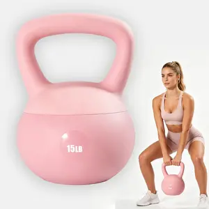 Women’s Beginner Strength Workout Soft Anti-Scratch Kettlebell 10LB/15LB/20LB, Shock Resistant Non-Slip Full Body Training Weight