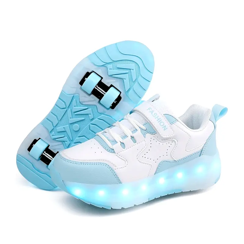 2026 New Beautiful Girls' And Boys' Teenage Student Children Trendy Pink Breathable Mesh Shoes LED Light-Up Shoes Fashion Shoes Small Four-Wheel Roller Skates Outdoor Roller Shoes Girls' Boots Christmas Halloween Themed Boots Gifts Com