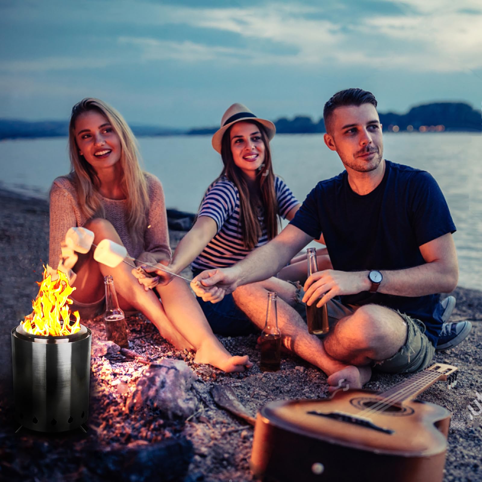Outdoor Tabletop Fire Pit with Stand, Mini Fire Pit with Travel Bag, Portable Fire Pit, Low Smoke Stove, Suitable for Urban Yard Parties and Suburban Camping, Valentine's Day Gift