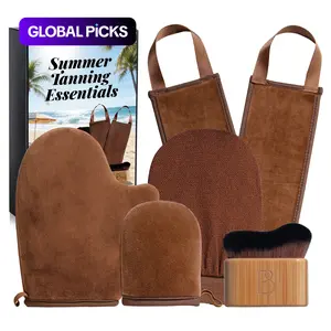5-Pack Self Tanning Mitt Applicator Kit, Summer Tanning Self Tanner Mitts Set with Gloves, Back Applicator, Exfoliating Mitts, Scrubber Glove and Large Body Brush, Ideal Body Care Gift Set for Women #GLOBAL PICKS