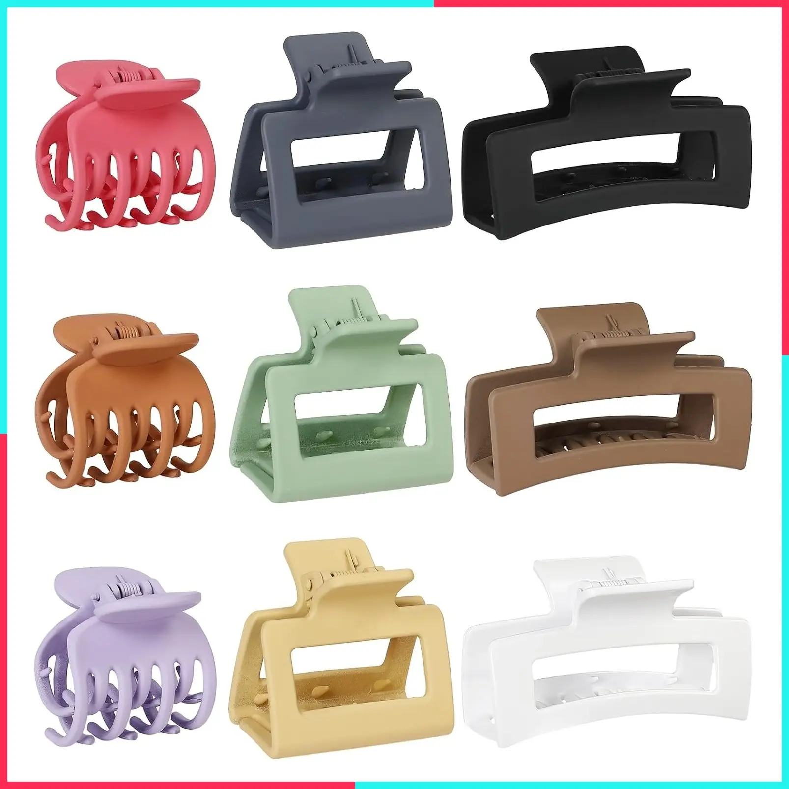 Medium Hair Clips Set for Women - 3 Styles, 9 PCS - Multicolor