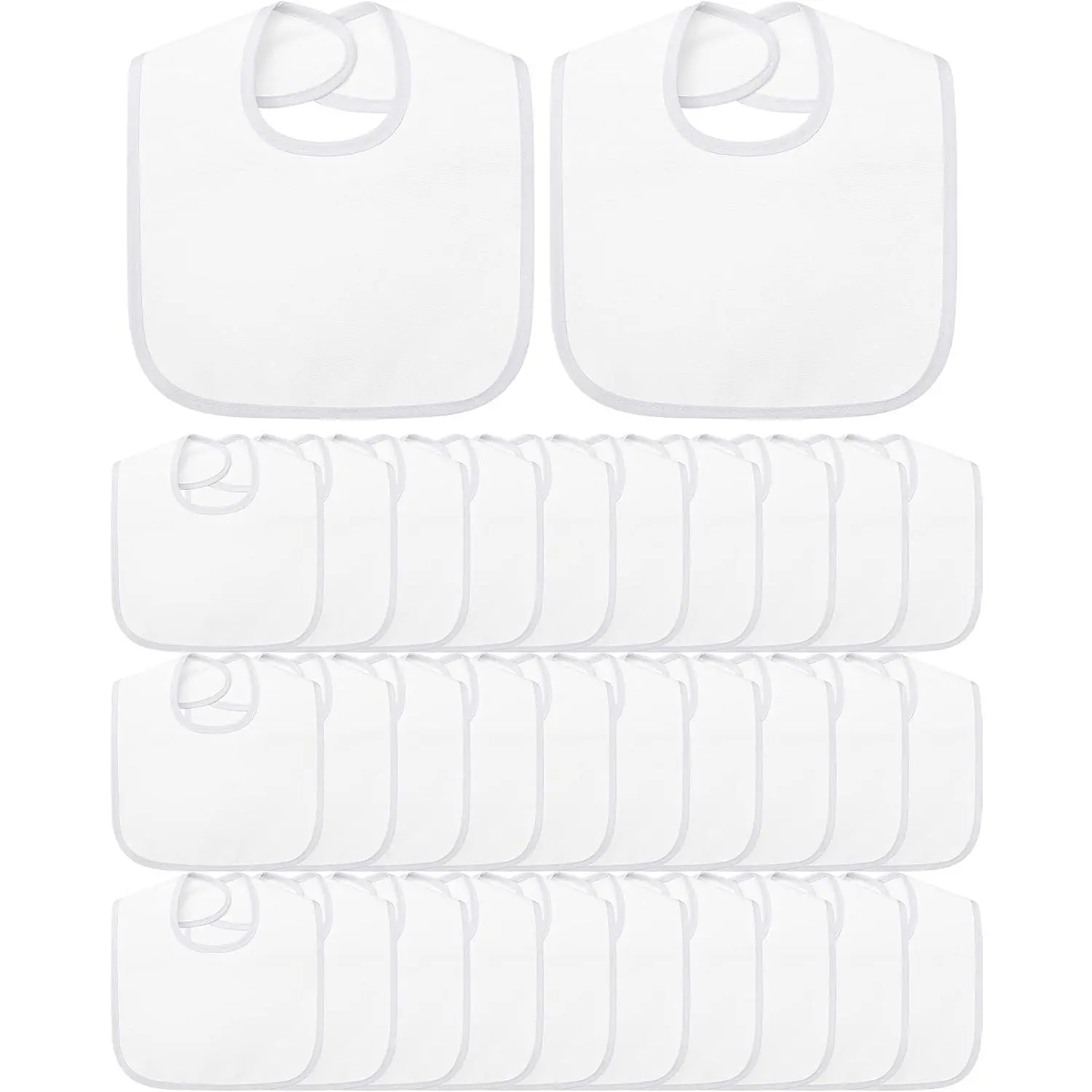 30 Pcs White Bibs  Baby Unisex Teething Bib 2 Ply Waterproof Absorbent Durable White Bibs Bulk  DIY Baby Shower Games Decorating Washable Reusable Newborn Toddler Feeding Drooling