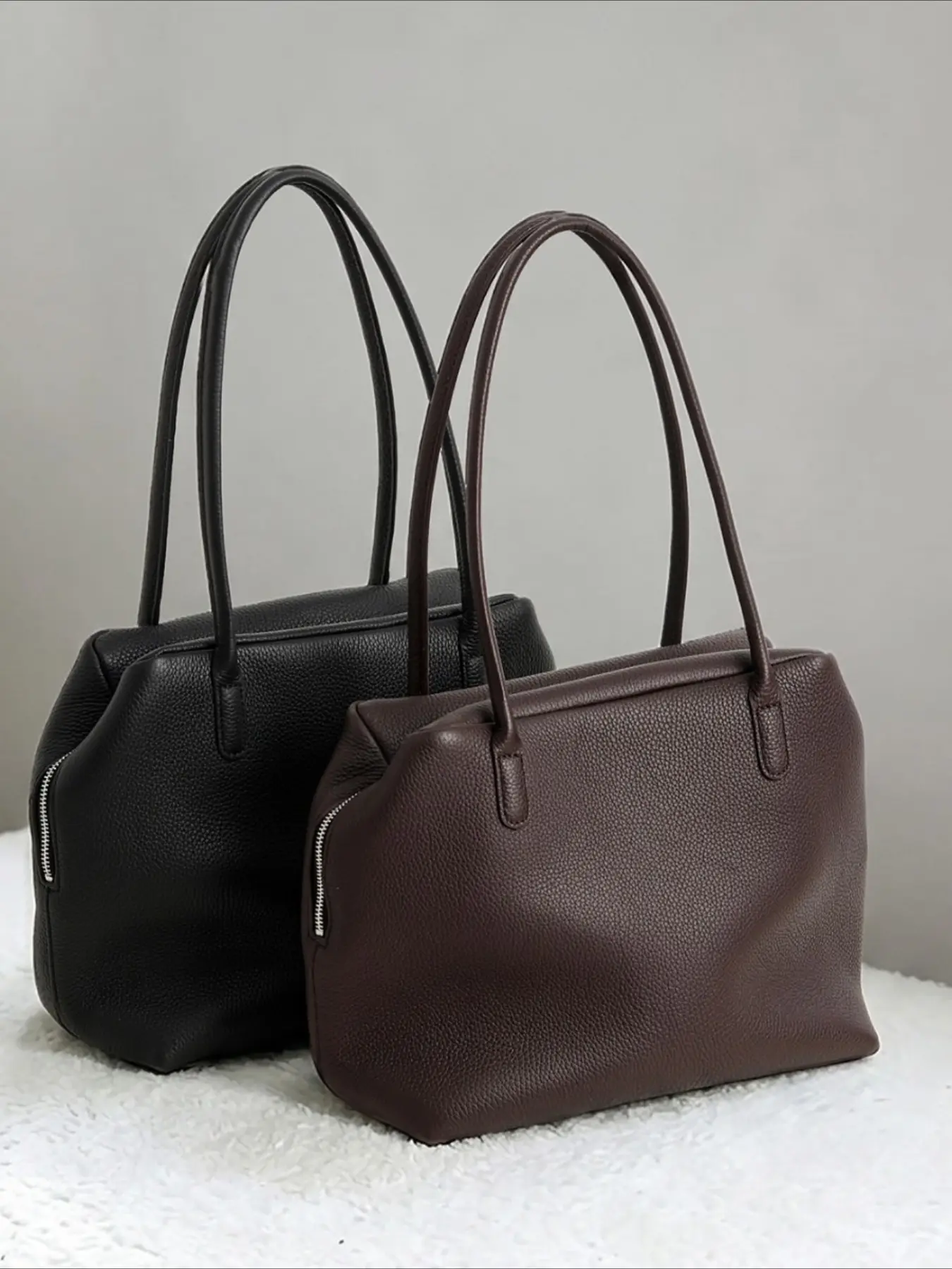 Old money wind TR tote bag Henri bag leather women's bag portable versatile large capacity commuter row shoulder bag