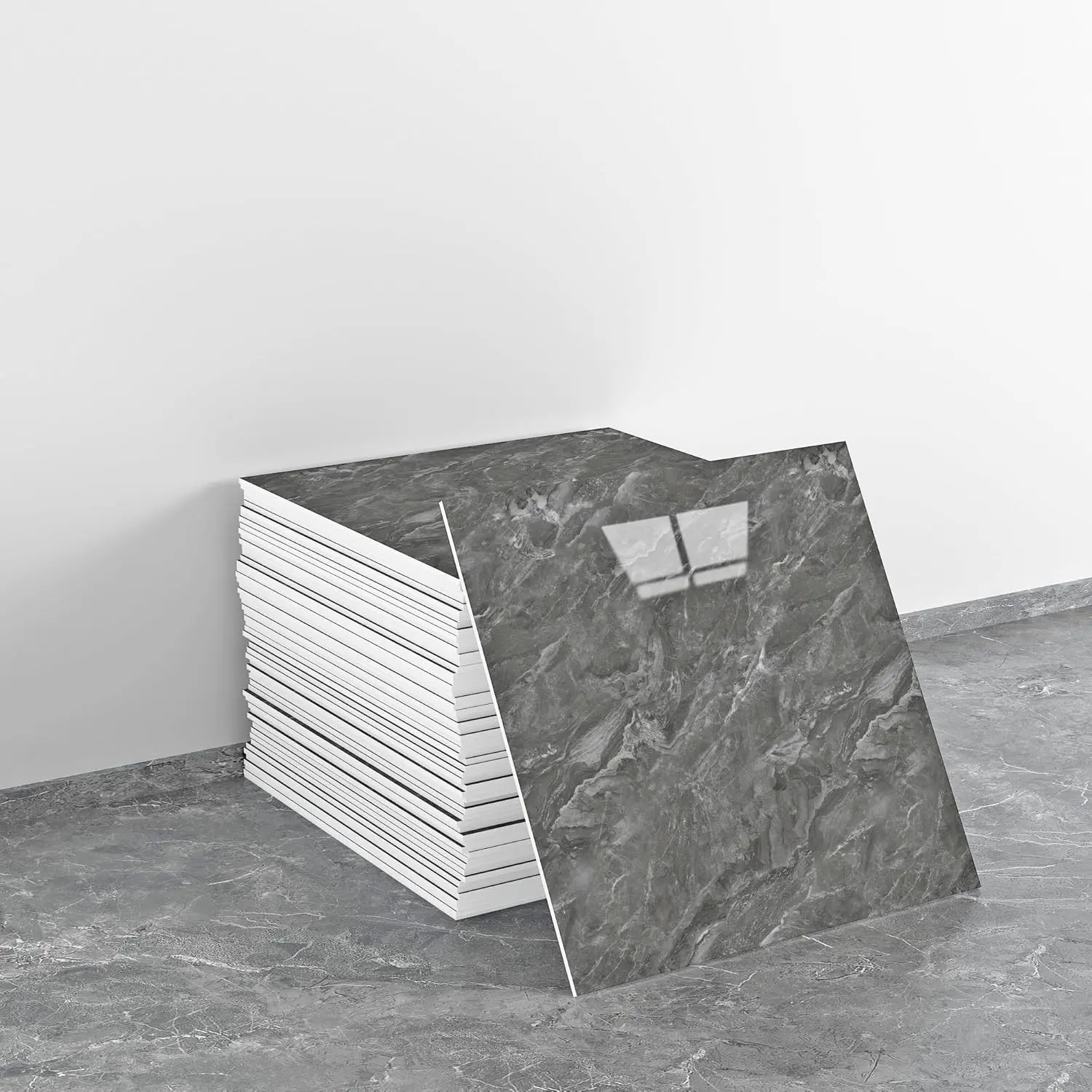 20pcs Deep Marble Look PVC Self-Adhesive Waterproof Wall Panels, Mold-Resistant Bathroom Shower Decor, Oil-Proof Kitchen Wall Renewal