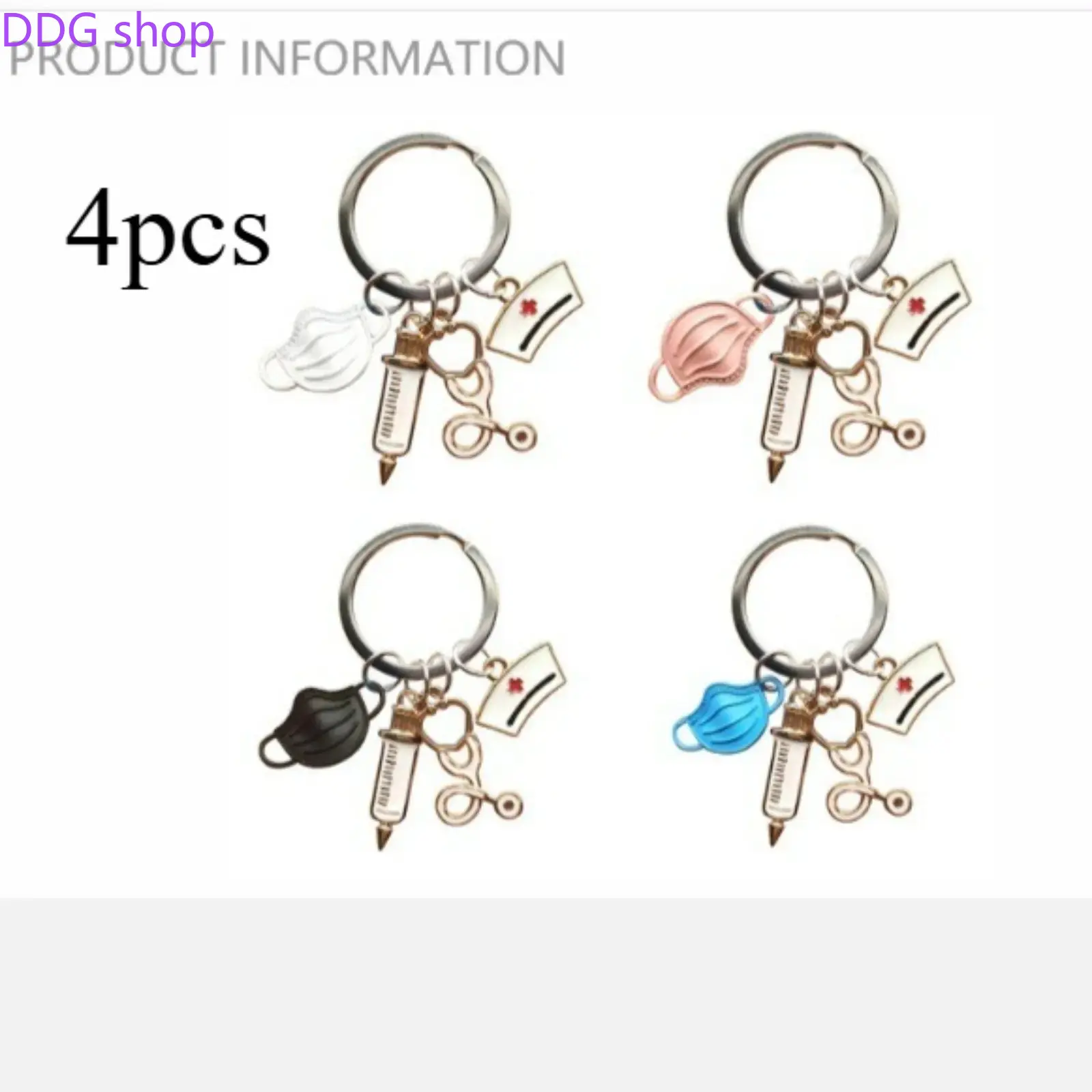 Nurse Themed Keychain, Cute Nurse Mask & Syringe & Stethoscope Design Keychain for Women & Men, Fashion Nurse Keychain Accessory for Bag Decoration, Charms Gifts for Her, Key Accessories