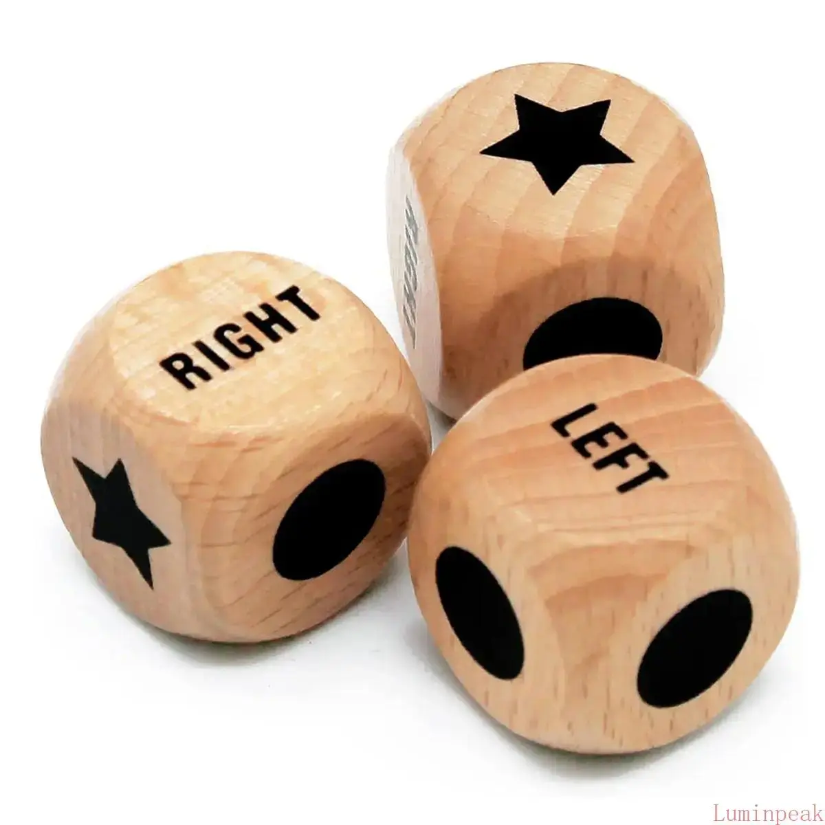 Simple Wooden Dice Set, 3-Piece 1-Inch Left Right Center Game Cubes for Family Gatherings and Travel Entertainment, Wood, 1In, 3-Pcs, Game Play, Entertainment Supplies, Classic, Indoor Leisure Game