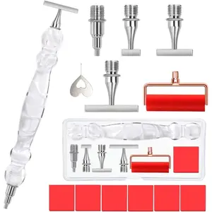 Thin ersion Stainless Steel  Painting Art Drilling Pen Kit with Screw Siler Metal Tips Nib Placer Roller Tool Accessories,   Art Pen for 5D   Bead t