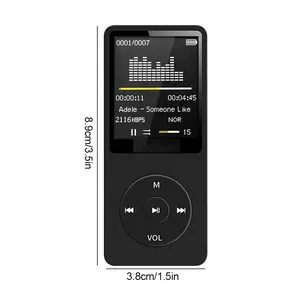 Ultra-Thin Bluetooth-Compatible Digital MP3 Player with Audio Recorder, Lossless Hifi Sound, FM Radio, USB Connectivity, Noise Reduction, Expandable Memory for Students, Sports Use