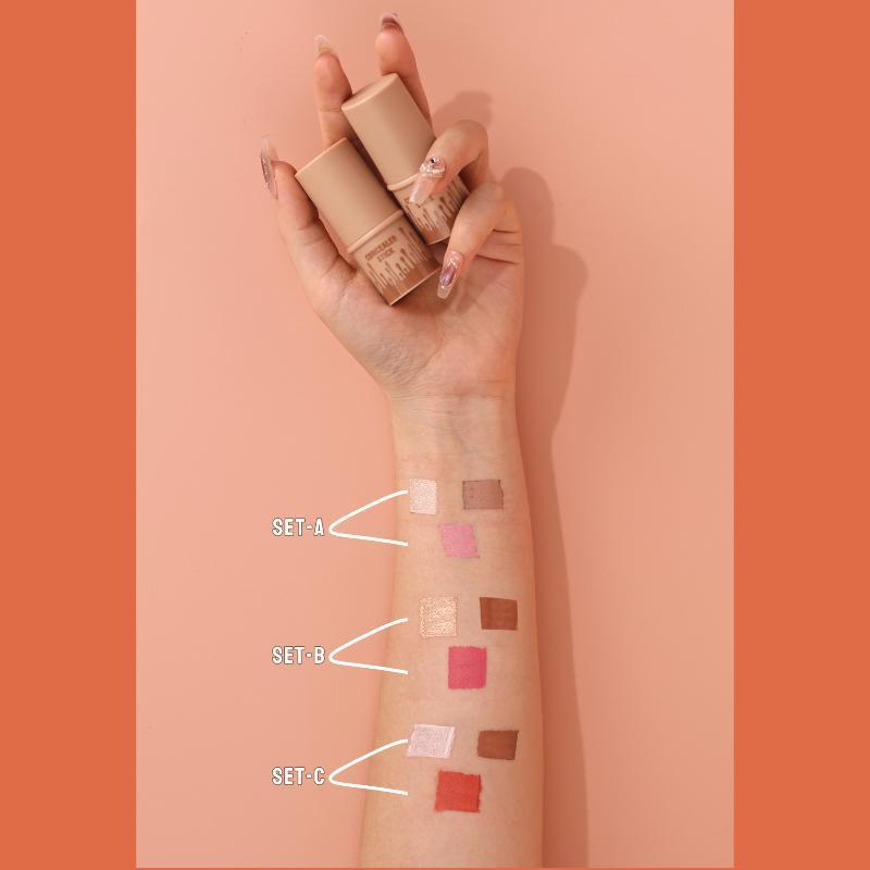 Long-Lasting Concealer Stick, 3 Counts/set Highlighter Balm, Blush & Contouring Stick, Facial Makeup Tools for Women & Girls, Bronzer Makeup