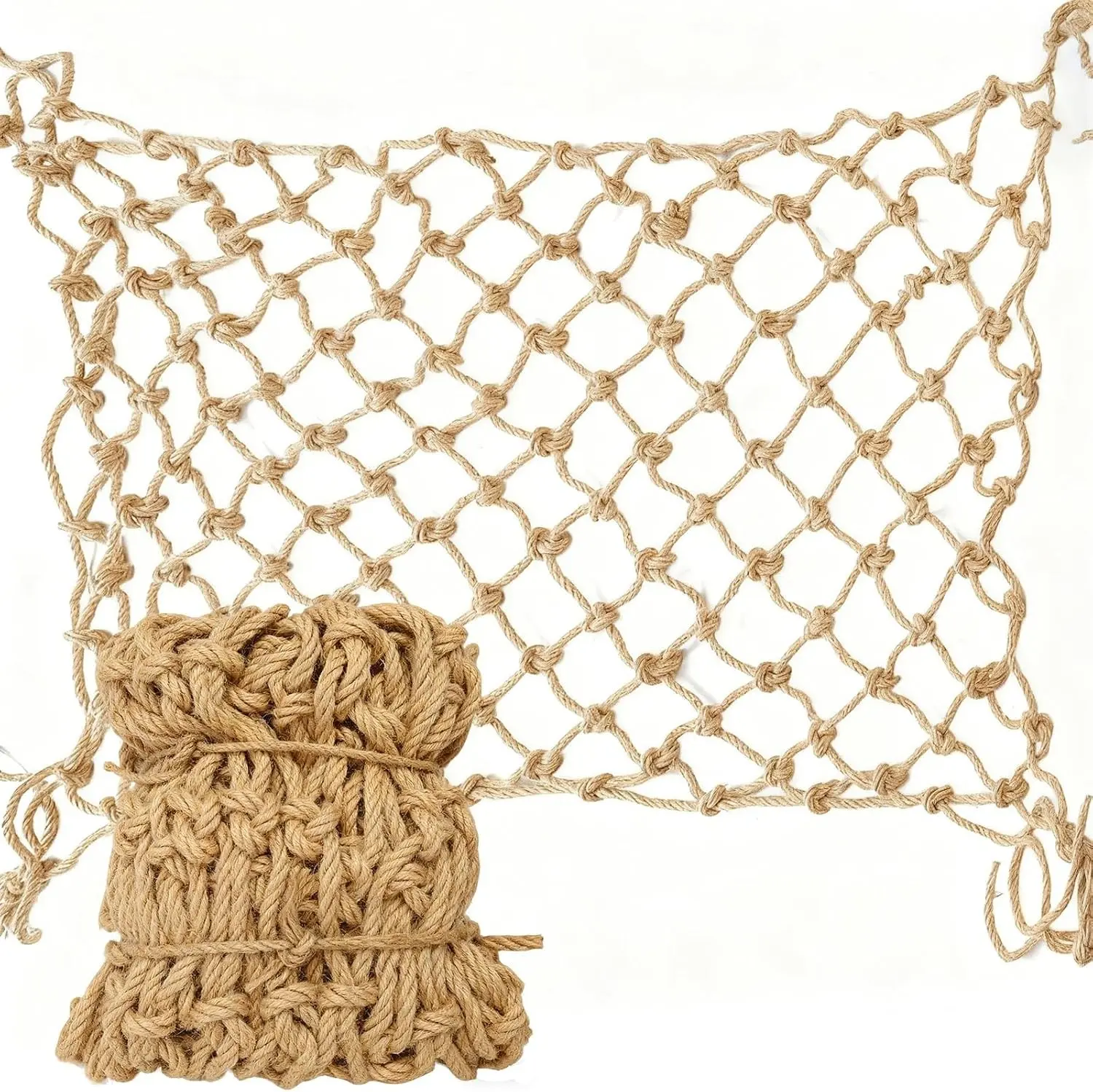 Jute Hemp Rope Net Balcony Safety Net for Kids Climbing Cargo Net Outdoor Playground Rope Net Safety Netting for Railings Stair Protection Net Indoor Outdoor Decorative Net