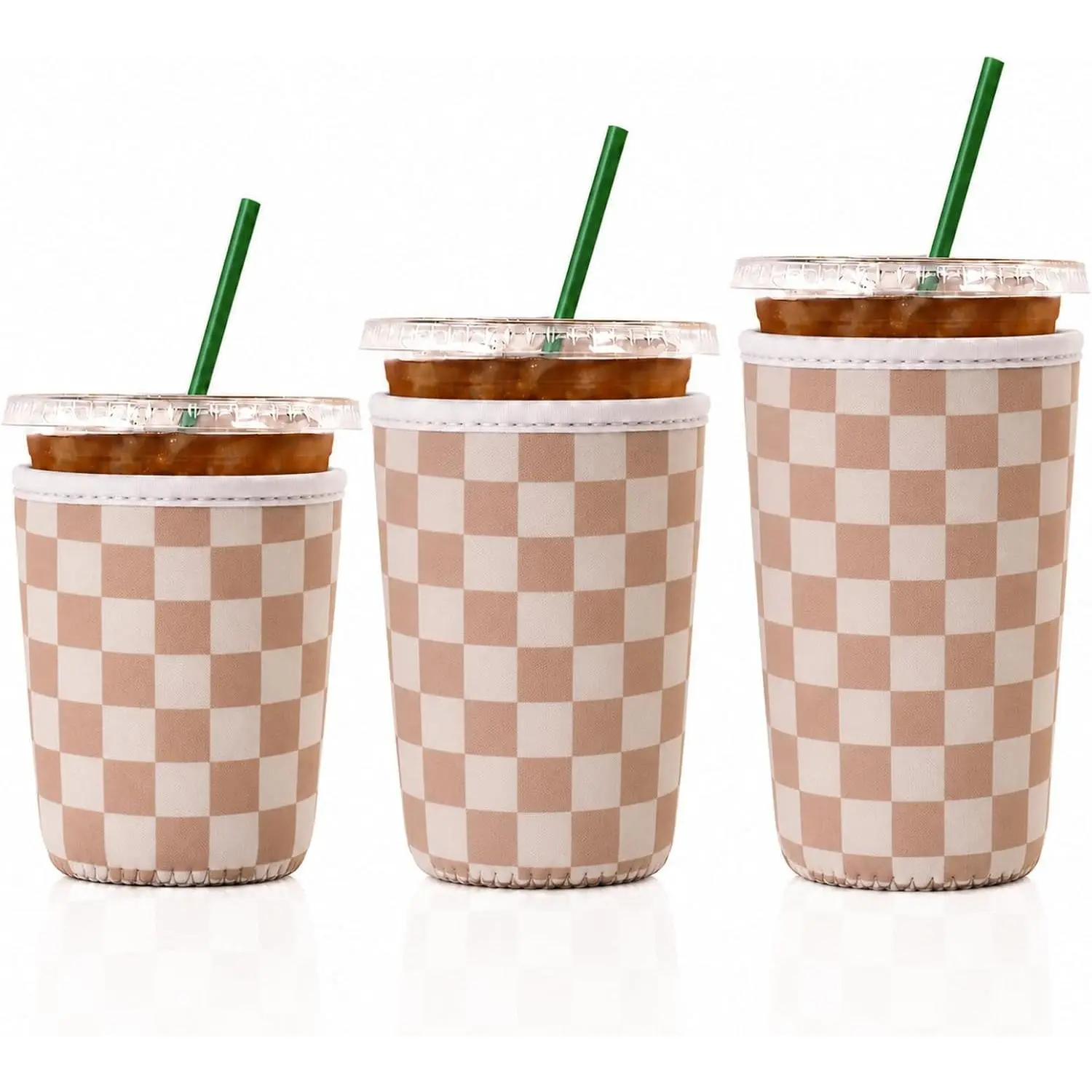 Iced Coffee Sleeve , 3 Pack Neoprene Coffee Cup Sleeves for Cold Drinks, 16 to 32 Oz Insulated Iced Coffee Cup Sleeve, Can Cold Drink Sleeve for Iced Drinks Bar Accessories Essentials