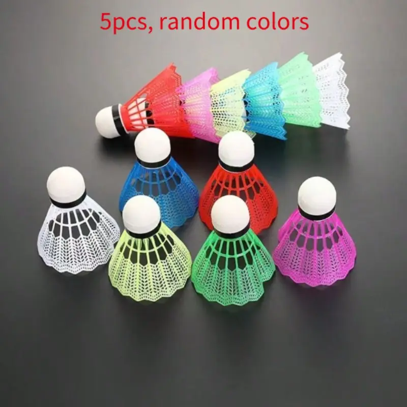 5pcs Wind-Resistant Badminton Balls, Durable Plastic Shuttlecocks, Long-Lasting and Drop-Resistant, Ideal for Sports Enthusiasts