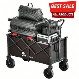 330-650 Lbs Large Capacity Camping Shopping Cart, All-Terrain Folding Handcart, Multi-Functional Camping, Gardening, Beach Shopping Portable Cart, Black Gardening Tool Storage Rack, Sturdy Design, Durable Tire Construction, Heavy-Duty Pract