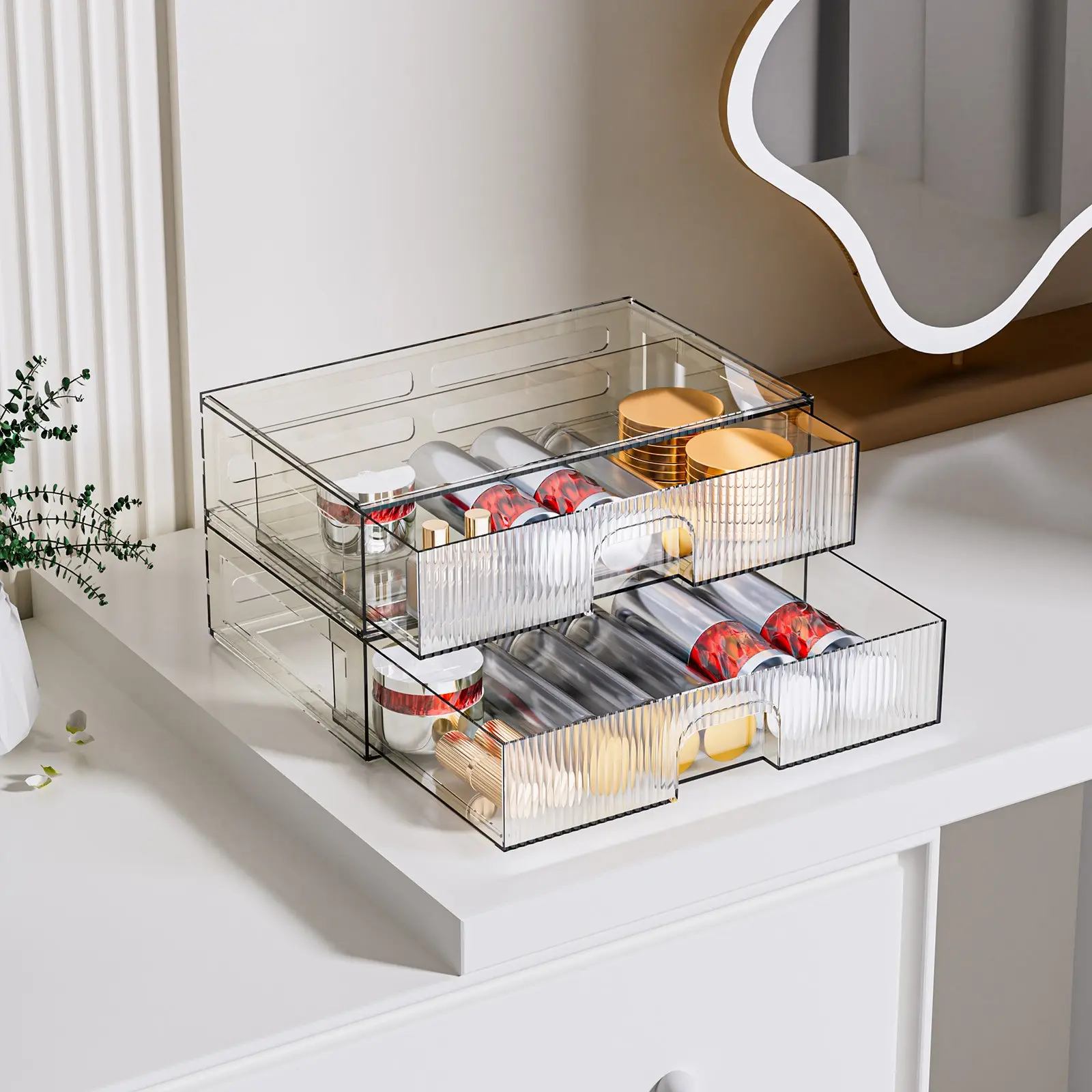 2pcs Functional Storage Box, Cosmetics Storage Box, Desktop Organizer, Bathroom Customs, Office Supplies Rack, Home Decoration, Gifts for Mothers