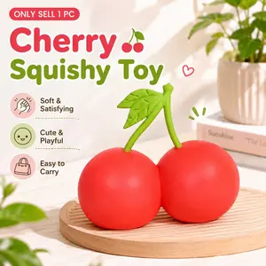 Cherry Squishy Squeeze Toy, Cherry Squishy Squeeze Stress Ball, Soft Cute Fruit Shaped Squeeze, for Travel & Classroom Toy, Desk Home Office Travel and Party Favor Use