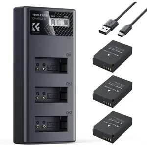 K&F CONCEPT LP-E12 Battery 3-Pack and Upgraded LCD EOS M50 Battery Charger Compatible with Canon M50, M50 Mark II, M, M2, M10, M100, M200, Rebel S1, PowerShot SX70 HS Cameras