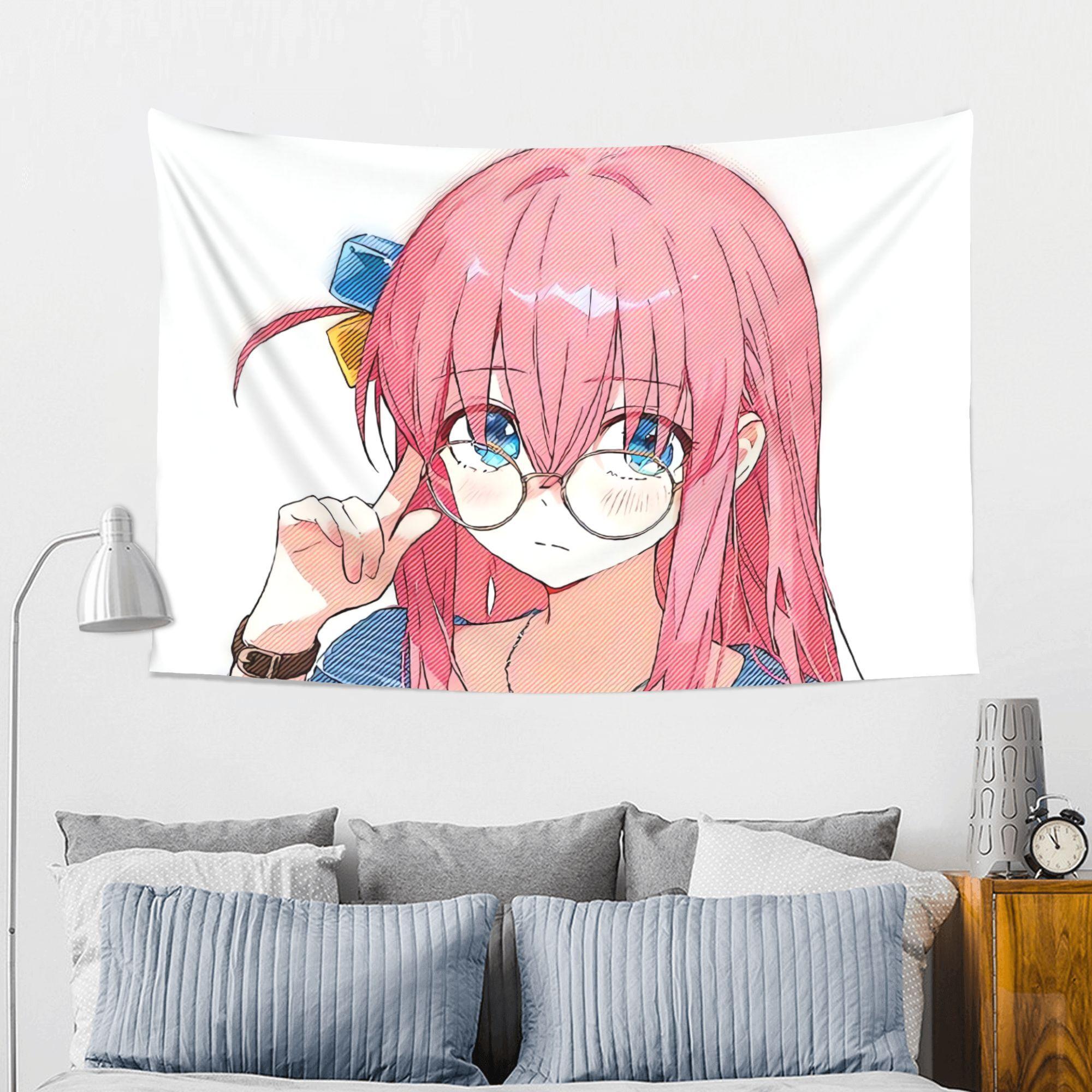 "Lonely Rock Girl" anime-themed tapestry - horizontal anime wall decoration, suitable for balconies, sun rooms, beds and sofas - soft indoor and outdoor decoration, including Lonely Rock Girl pattern