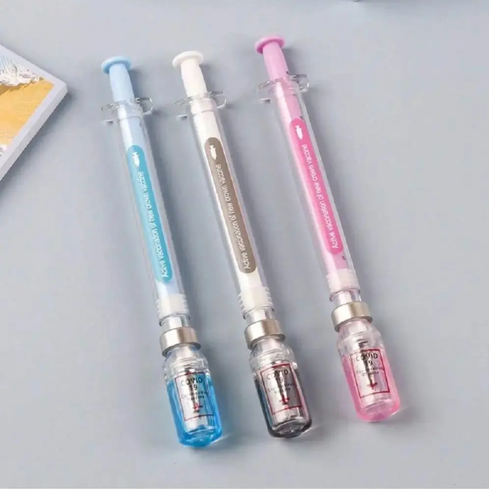 Funny Syringe-Shaped Gel Pens, 6-Pack – 0.38mm Fine Point Black Ink, Novelty Cute Office Writing Supplies, Unique Desk Accessories for Nurses, Students & Back to School Gifts
