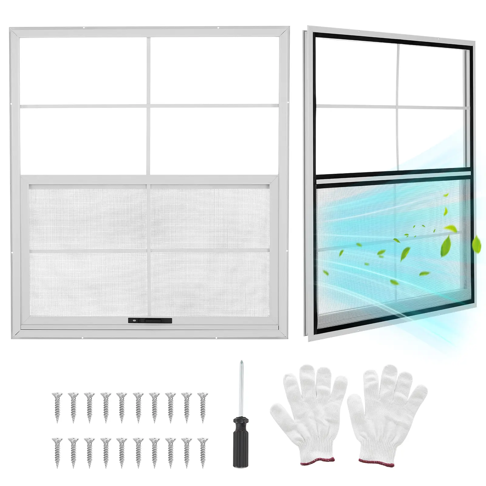 12*18inch/18*27inch/24*27inch/ Shed Window – Ultra Thick White Aluminum Fixed Panel Window with Tempered Glass for Shed, Chicken Coop, Hunting Blind, Barn & Playhouse, Includes Screws