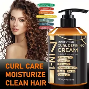 Curl Cream with 7-in-1 Hair Oil - Infused with Biota Essence, Rosemary Oil, Castor Oil, Babassu Oil, Argan Oil, Ginger Oil & Coconut Oil. Deep Moisture, Radiant Shine, Long-Lasting Voluminous Style, Curl Defining Formula. Perfect for Waves