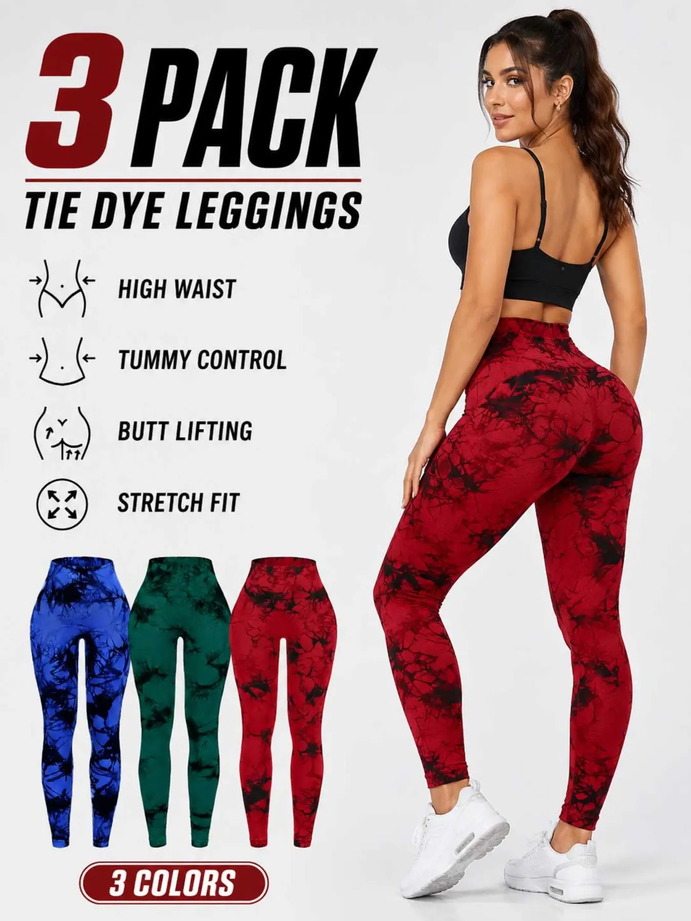 Women's High-Waisted Tie-Dye Butt-Lift Quick-Dry Fitness Pants, Breathable Peach Compression Training Yoga Pants, Running Workout Leggings, High Waist Activewear, Activewear For Yoga