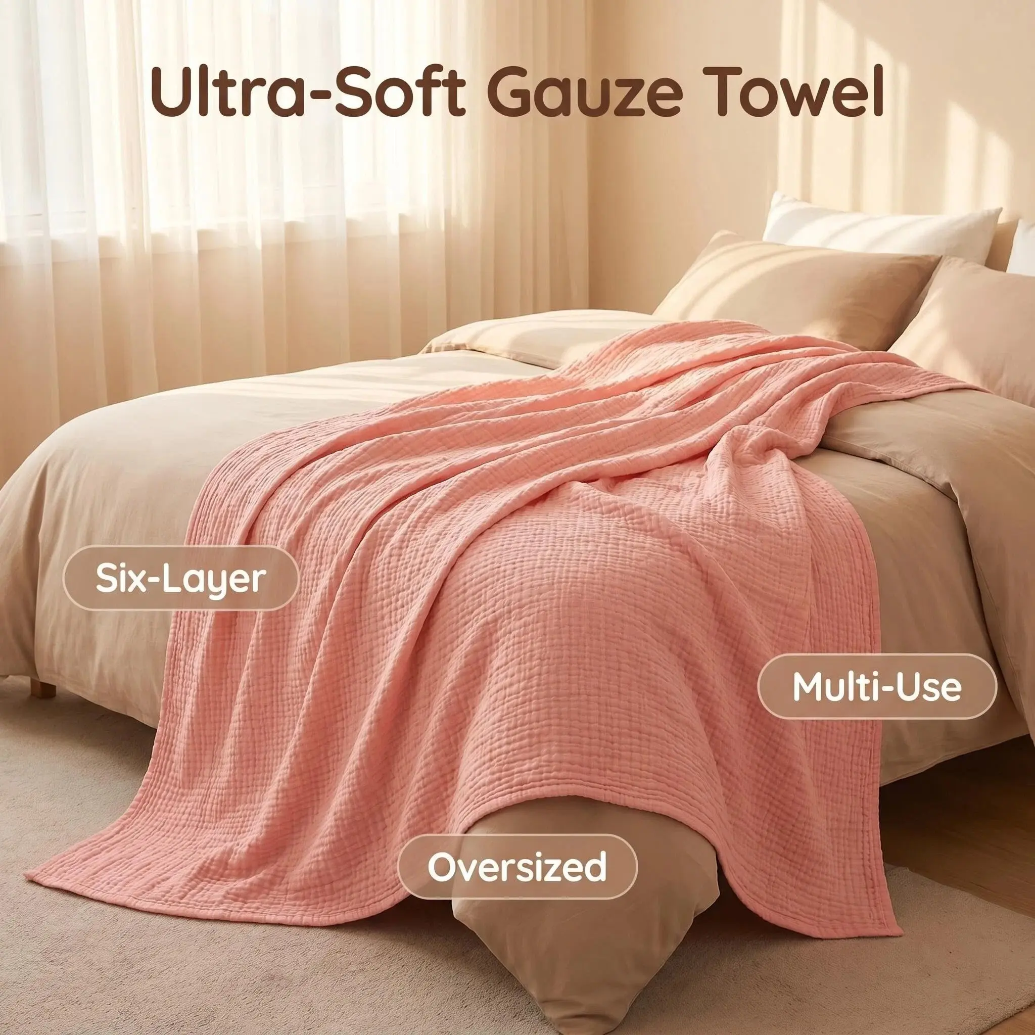 TDHD.Six-Layer Solid Color Breathable Bath Towel, Extra Large Dual Sizes, Multi-Purpose Cotton Blanket, Suitable for Adults and Babies, Tdhd Brand