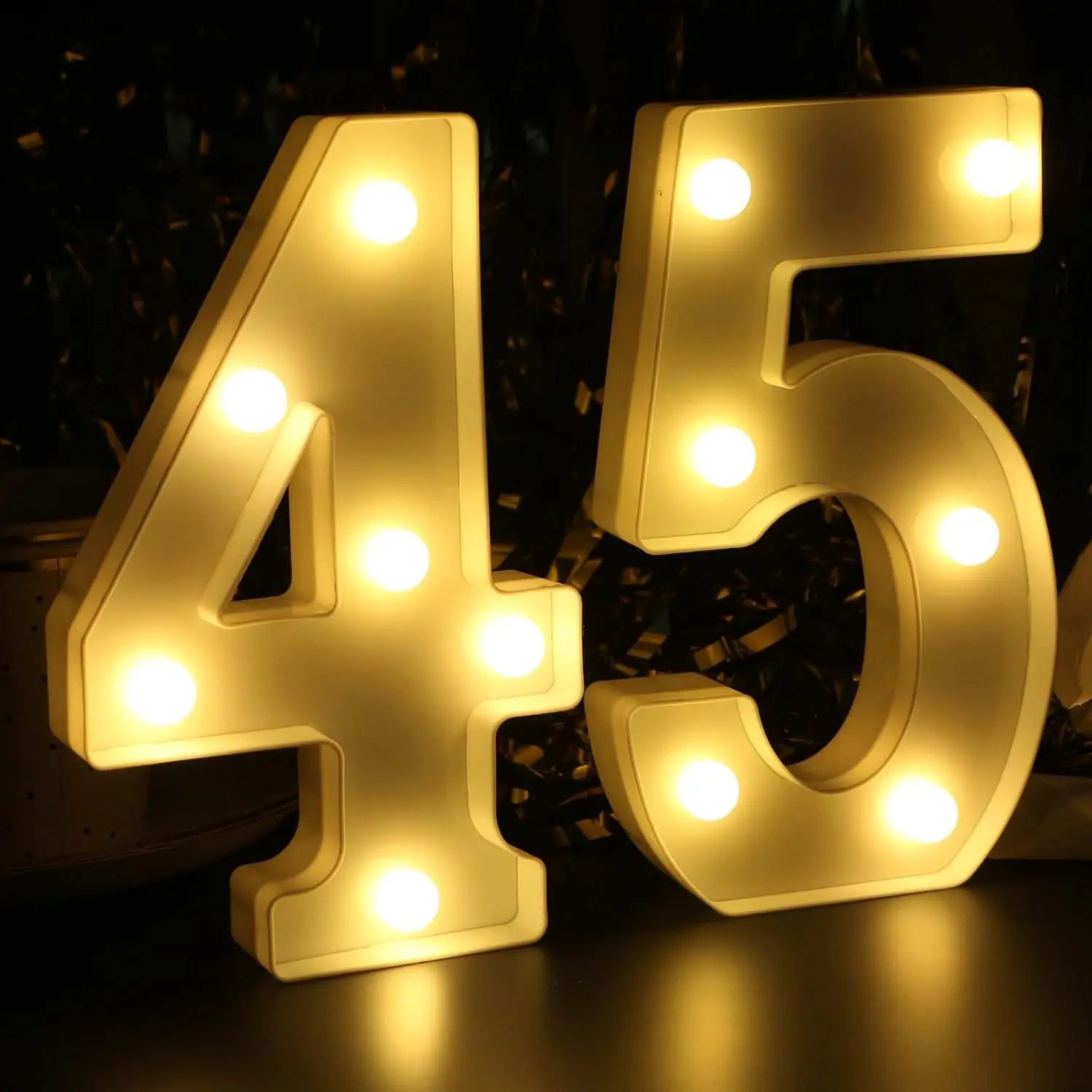 Light-Up 45 Number Centerpiece Table Decor, 8.26in 45th Birthday Party Decor for Women, 45 Years Old Birthday Supplies