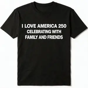 Men's Classic Cotton T-Shirt - I Love America 250, Family & Friends Matching Top, America 250th Anniversary Casual Patriotic Tee