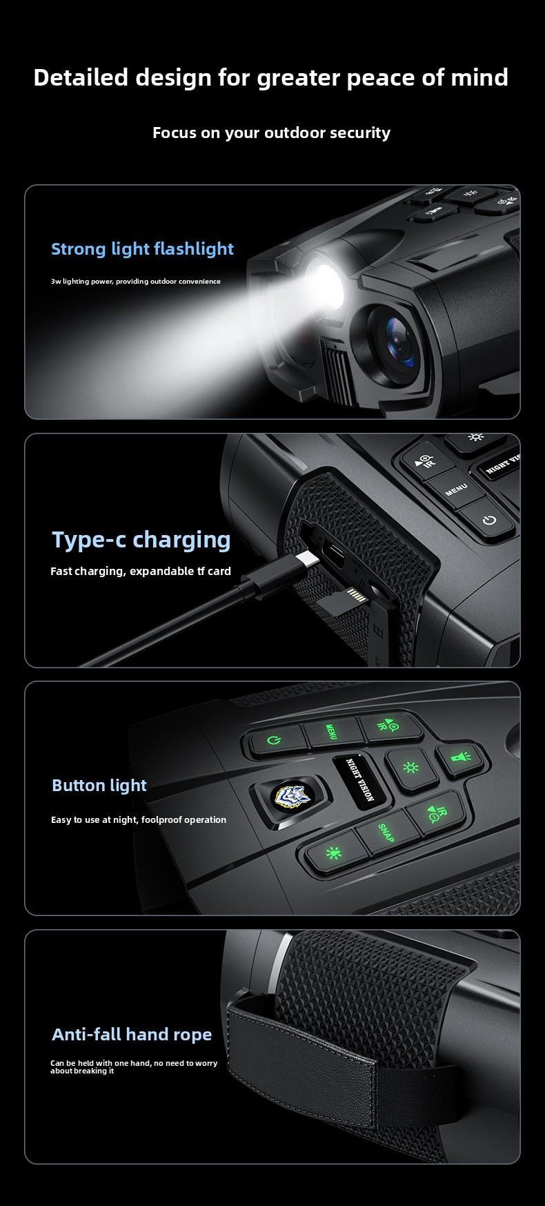 Must-Have Gear: 4.0" HD Infrared Night Vision Goggles with 10x Zoom & 800m Range - Perfect for Night Hunting, Camping, and Security