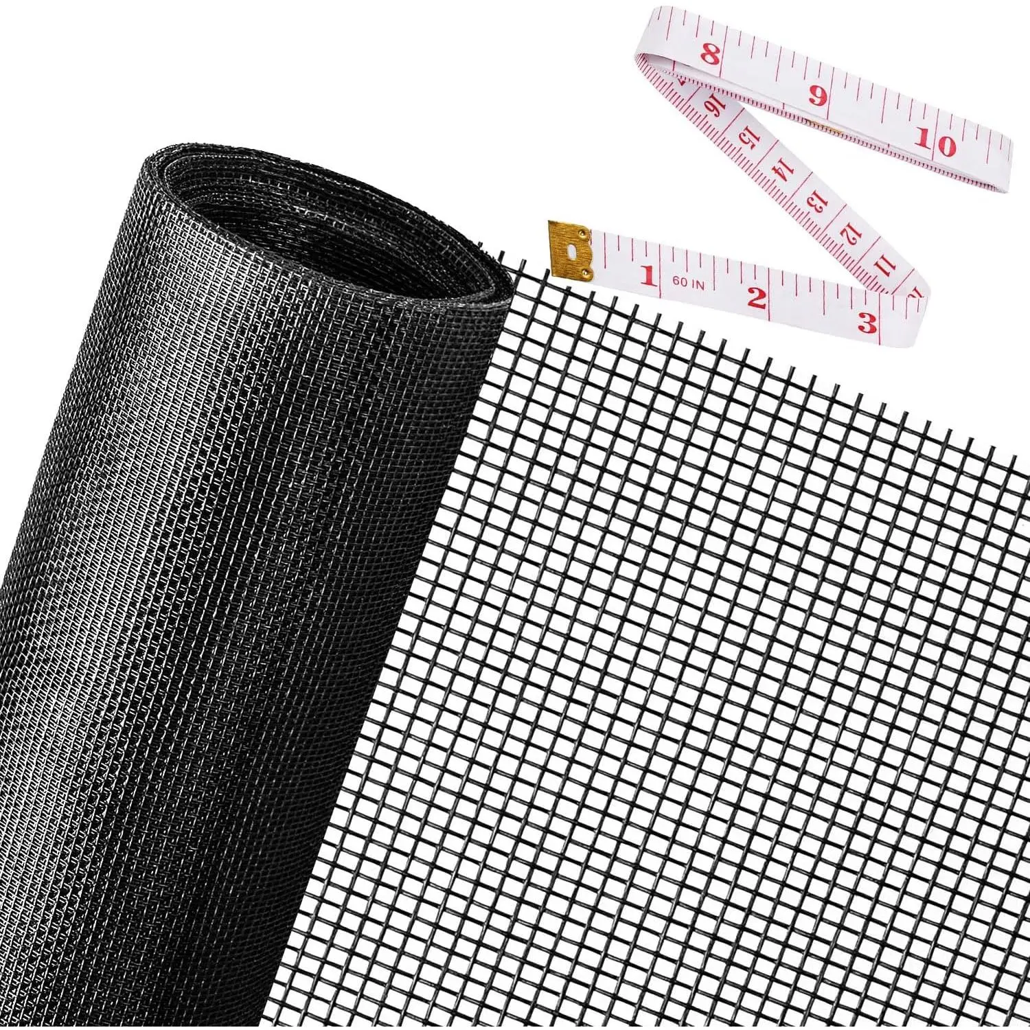 Window Screens, 48X118 Inch Durable Window Screen Mesh for Patio Porch Door Windows, DIY Adjustable Fiberglass Screen Repair Kit Sliding Net Roll , Black by