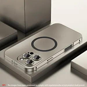 Metal MagSafe Magnetic Aluminum Shockproof Smartphone Case for iPhone 12/13/14/15/16/17 Pro/Pro Max/Plus/Air, Ultra-Thin Full-Coverage Lens Protective Wireless-Charging Case, Military-Grade Protection, Lightweight Shockproof Cover