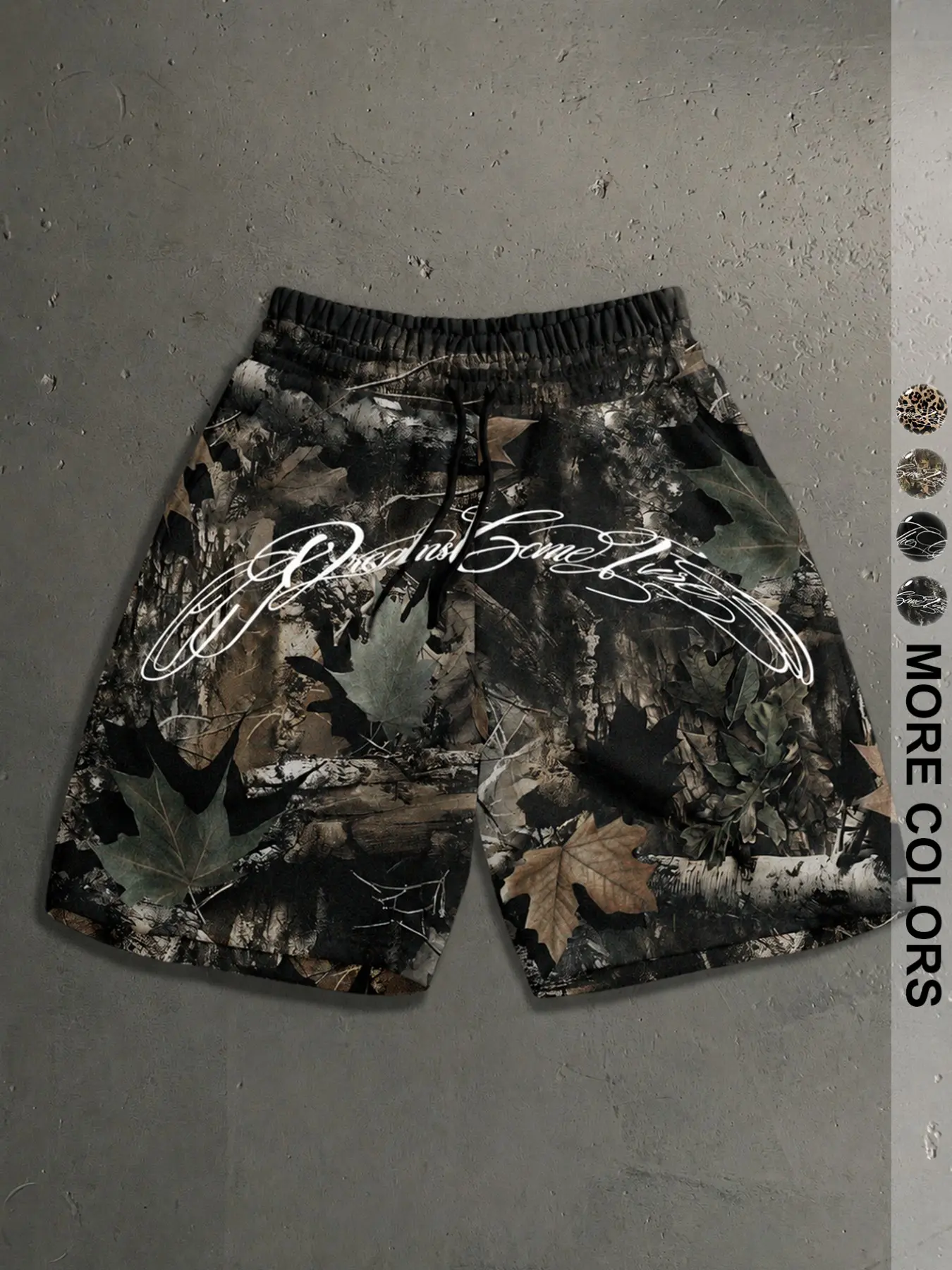 Casual Shorts for Men, Graphic Print, Fitted, Drawstring Waist, Comfortable Streetwear, Summer Vacation Style, Knee-Length, Graphic Track Shorts