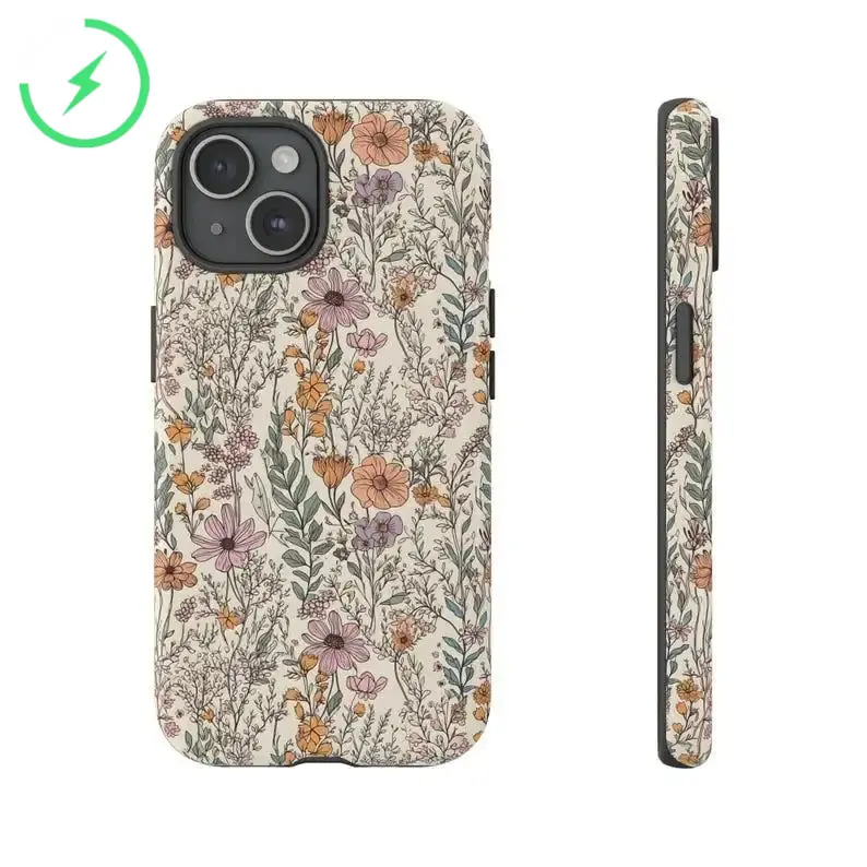 Magnetic Case Vintage Boho Flower 2-in-1 Premium Film Smartphone Casing | Wildflower Cottagecore Cellphone Case Accessories - Durable, Shock-Absorbing, Stylish Protection for iPhone 11-17, Plus, Pro, Pro Max Devices - Ideal Birthday Gift for Friends