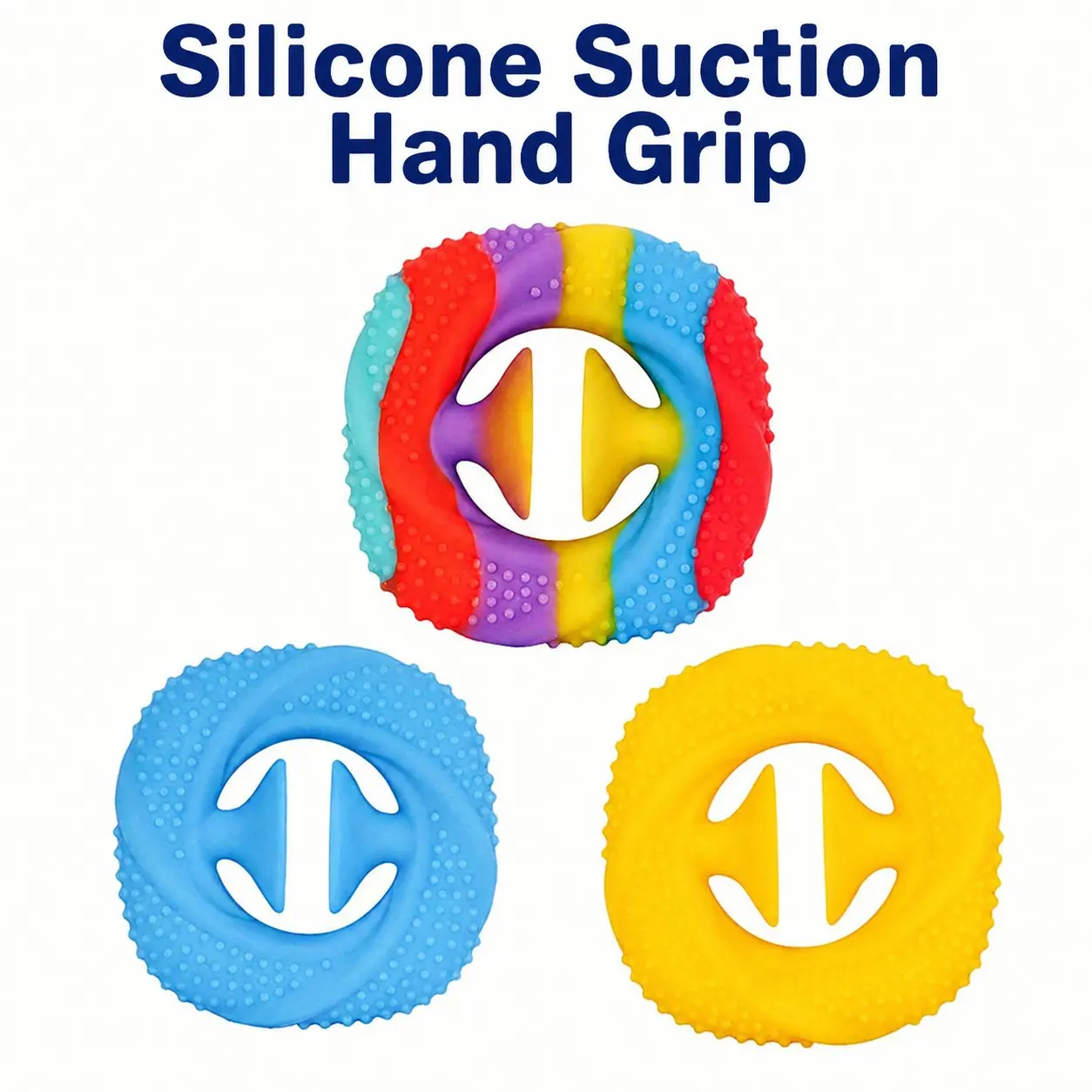 3 Pcs Finger-Separated Silicone Hand Grippers with Suction Cup & Sound, Non-Slip Snug Fit for Grip Strength Training, Audible Feedback for Enhanced Effect, Hand Rehabilitation Equipment for Middle-Aged & Seniors, Ideal for Home Use