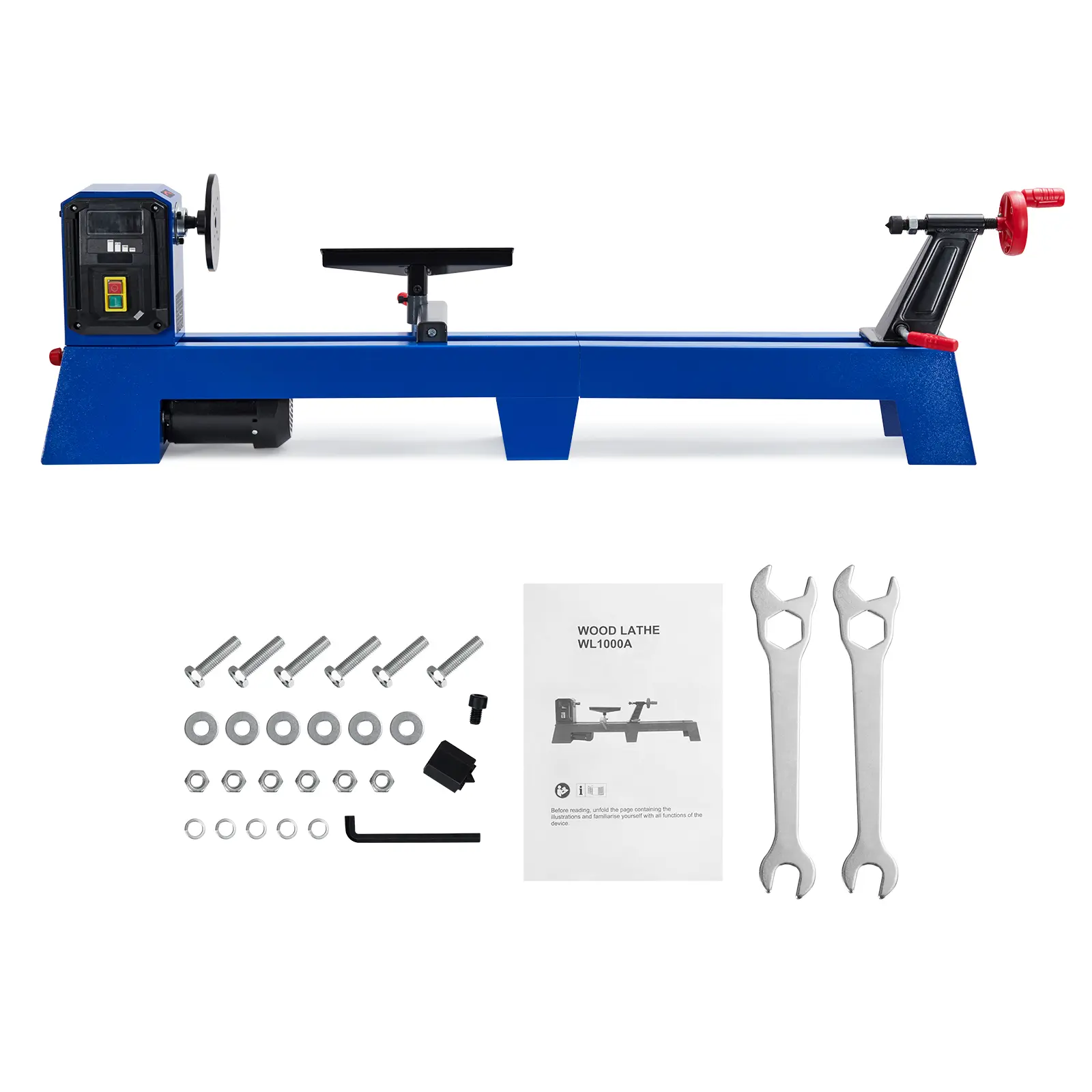 10" x 24" Benchtop Wood Lathe Machine, 0.8 HP 600W Wood Lathe Machine, Infinitely Variable Speed (800-3000 RPM), Wood Turning Lathe with Wrench & 2 Chisels for Woodworking