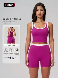 Women's Two-Piece Colorblock Yoga Set, High-Waisted Ribbed Casual Fitness Sportswear, Versatile Gym Workout