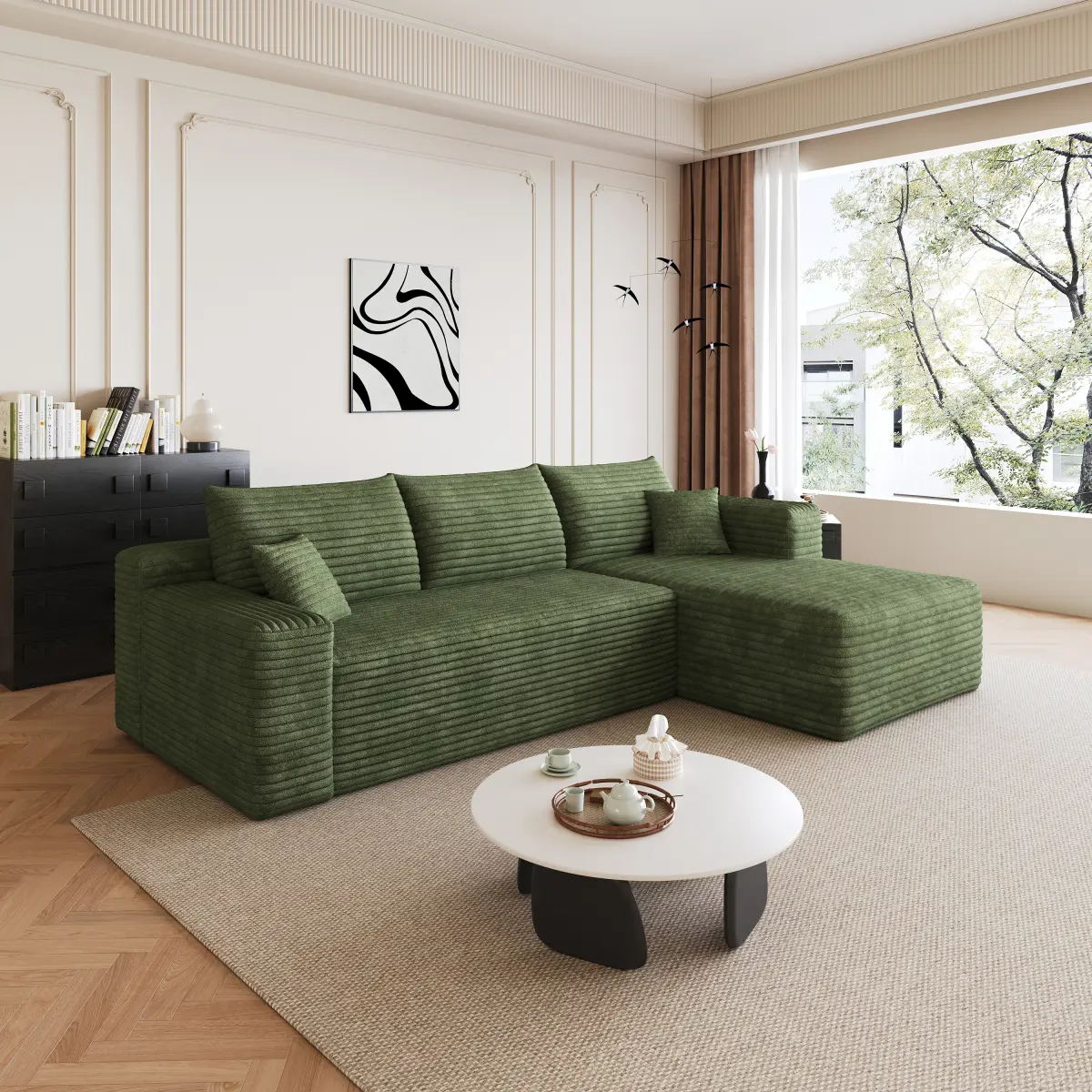 Green+Right Facing Chaise