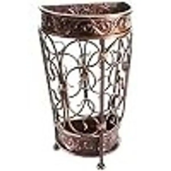 Super Quality Umbrella Stand, Umbrella Holder, Antique Look Metal, Entry Hallway Décor, Wallside Style, w/Removable Drip Tray (Mahogany)